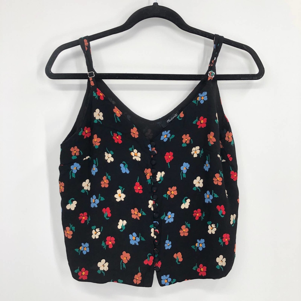 Madewell Button-Down Cami in Pressed Flowers Size 4 Lined Double V Neck - Picture 1 of 4
